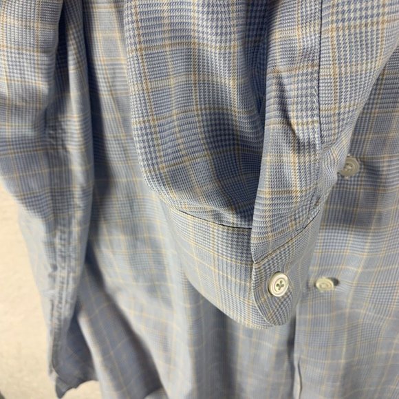 Ermenegildo Zegna Men's Blue Check Button Up Long Sleeve Dress Shirt Sz XXL 8779 - Picture 6 of 11